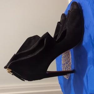 Aquazurra Black Suede Cut-Out Peep Toe Pumps